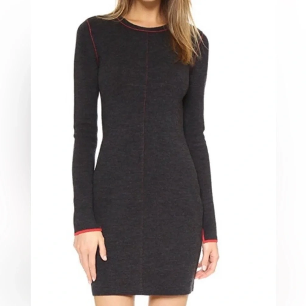 Rag & Bone Merino Wool Charcoal Red Knit Fitted Dress Size XS - Picture 1 of 6